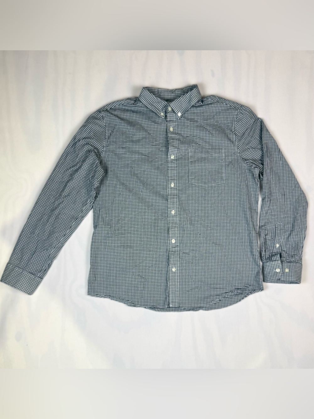 Goodfellow & Co Navy Gingham Button Down Shirt XL Slim Fit Stretch Cotton